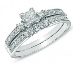 2 Carat   Antique Design Wedding Ring Set for Her 10K White Gold