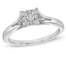 Inexpensive Half Carat Round Halo Diamond Engagement Ring in White Gold