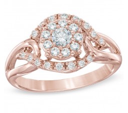 Half Carat Round Diamond Engagement Ring in Rose Gold in Sale