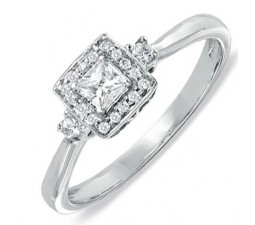 Beautiful Princess Diamond Engagement Ring in White Gold on Sale