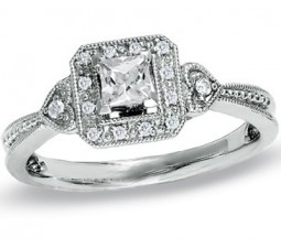 Vintage Half Carat Princess Diamond Engagement Ring on Sale