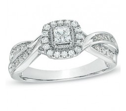 1 Carat Antique Princess Diamond Engagement Ring in White Gold