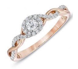 Unique Round Diamond Infinity Engagement Ring in Rose Gold