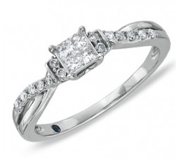 Inexpensive Half Carat Princess Infinity Design Engagement Ring for Her