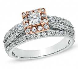 1 Carat   Antique Designer Halo Diamond Engagement Ring  10K White Gold