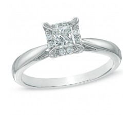 Inexpensive Princess Halo Diamond Engagement Ring