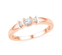 1/3 Carat Round Diamond Three Stone Engagement Ring in Rose Gold