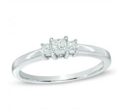 Half Carat Three Stone Princess Diamond Engagement Ring in White Gold
