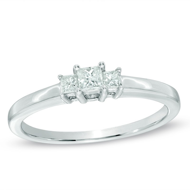 Pleasing Three Stone Trilogy Diamond Ring Half Carat Princess Cut ...