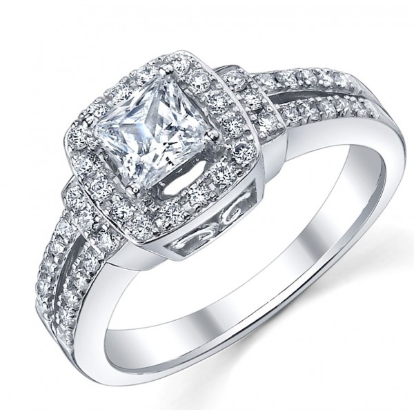 Precious Inexpensive Engagement Ring 1.00 Carat Princess Cut Diamond on ...