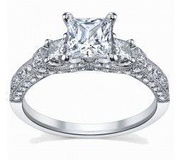 1 Carat Princess cut  Diamond Engagement Ring 10K White Gold