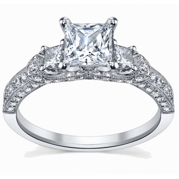 Glamorous Antique Engagement Ring 1.00 Carat Princess Cut Diamond on ...