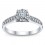 0.5 Carat Round Cut  Classic Halo Engagement Ring 10K White Gold