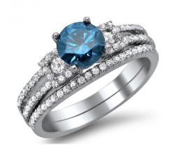 Perfect 1.50 Carat Sapphire and Diamond Bridal Set for Women