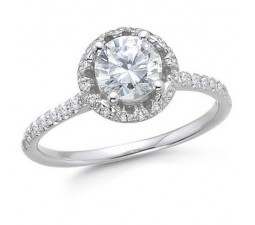 1 Carat Round Diamond Engagement Ring in 14k White Gold