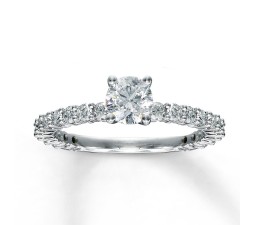 1 Carat Round Diamond Eternity Engagement Ring in White Gold