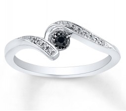 Perfect Black and White Diamond Engagement Ring in White Gold