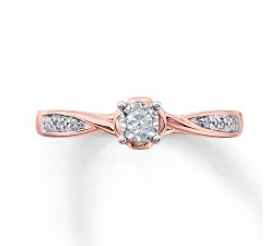 Inexpensive Round Diamond Engagement Ring for Her in Rose Gold