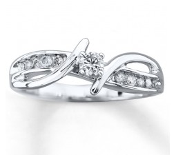 Unique Round Diamond Engagement Ring for Women in White Gold