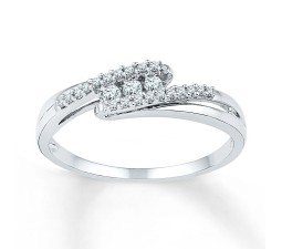 Fantastic Trilogy Round Diamond Engagement Ring in White Gold