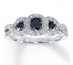 Trilogy 1 Carat Sapphire and Diamond Halo Engagement Ring in White Gold