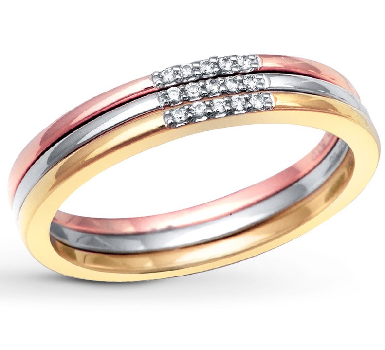 Tri color clearance band ring