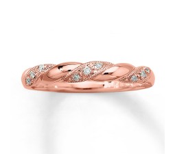 Inexpensive Round Diamond Wedding Ring Band in Rose Gold