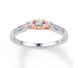 Inexpensive 1/2 Carat Round Diamond Engagement Ring in White and Rose Gold