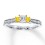 1 Carat Trilogy Princess White and Yellow Diamond Engagement Ring in White Gold