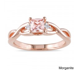 1/2 Carat Morganite and Diamond Engagement Ring in Rose Gold