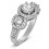 Unique Trilogy 1 Carat Round Diamond Engagement Ring in White Gold for Women