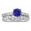 2 Carat Vintage Round cut Blue Sapphire and Diamond Wedding Ring Set in White Gold