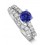 2 Carat Vintage Round cut Blue Sapphire and Diamond Wedding Ring Set in White Gold