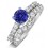 2 Carat Vintage Round cut Blue Sapphire and Diamond Wedding Ring Set in White Gold