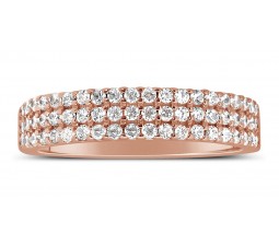 Unique 3 Row 1 Carat Round Diamond Wedding Ring Band in Rose Gold