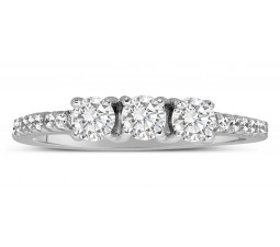 Half Carat Round Diamond Engagement Ring in White Gold