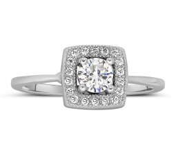 Half Carat Round Diamond Engagement Ring in White Gold