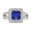 Designer 2 Carat Princess cut Blue Sapphire and Diamond Halo Engagement Ring in White Gold