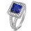 Designer 2 Carat Princess cut Blue Sapphire and Diamond Halo Engagement Ring in White Gold