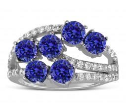 Unique 2 Carat blue Sapphire and Diamond Ring for Women