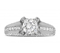 Perfect 1 Carat Unique Round Diamond Engagement Ring White Gold