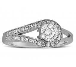 Half Carat Round Diamond Engagement Ring in White Gold