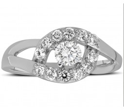 Half Carat Round Diamond Engagement Ring in White Gold