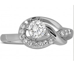 Half Carat Round Diamond Engagement Ring in White Gold