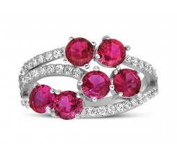 Unique 2 Carat Red Ruby and Diamond Ring for Women