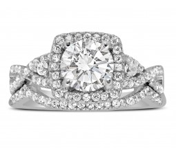 2 Carat Infinity design Round Wedding Ring Set in White Gold