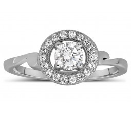 Half Carat Round Diamond Engagement Ring in White Gold