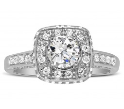 Unique 1 Carat Round Halo Diamond Engagement Ring in White Gold