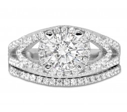 Designer 2 carat Round diamond Wedding Ring Set in White Gold