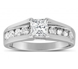 Perfect Half Carat Princess diamond Engagement Ring in White Gold